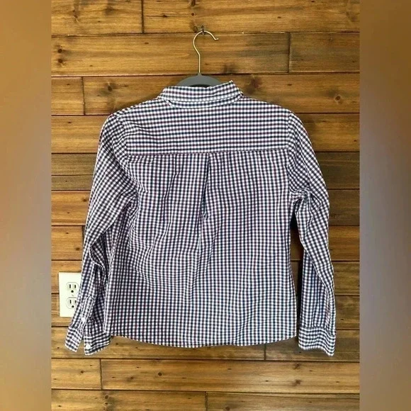 Per Se woman’s plaid button up shirt size medium color white purple and blue - Picture 5 of 5